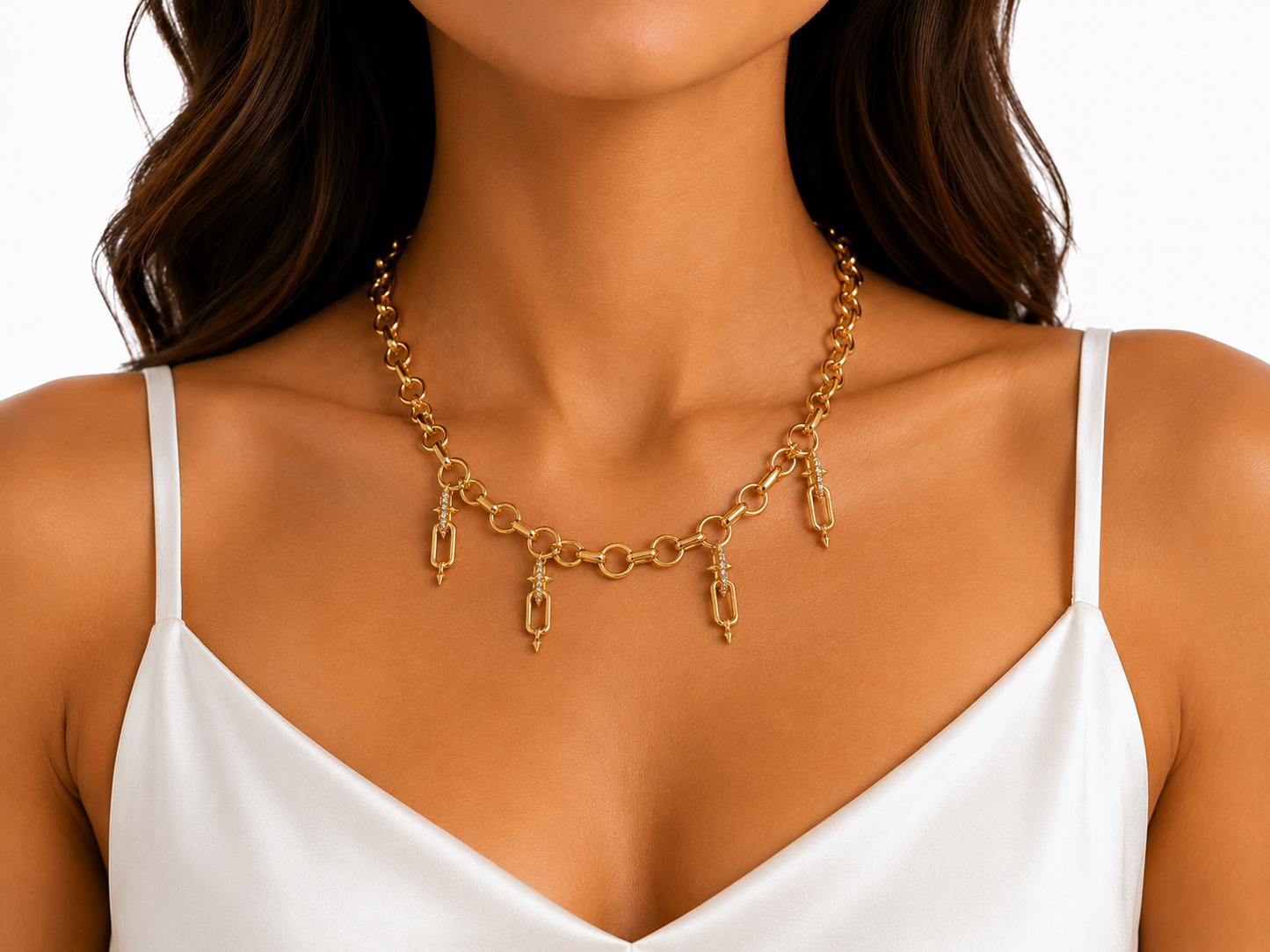 Aurora Charm Link Choker Necklace