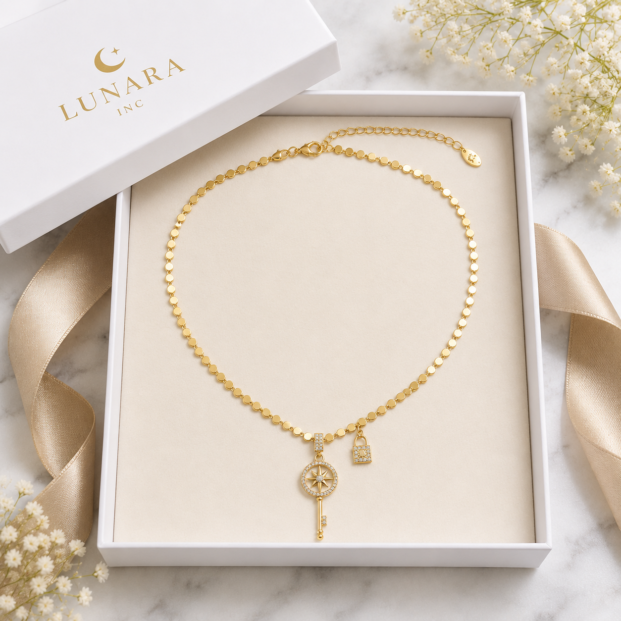 Celestial Key Charm Necklace