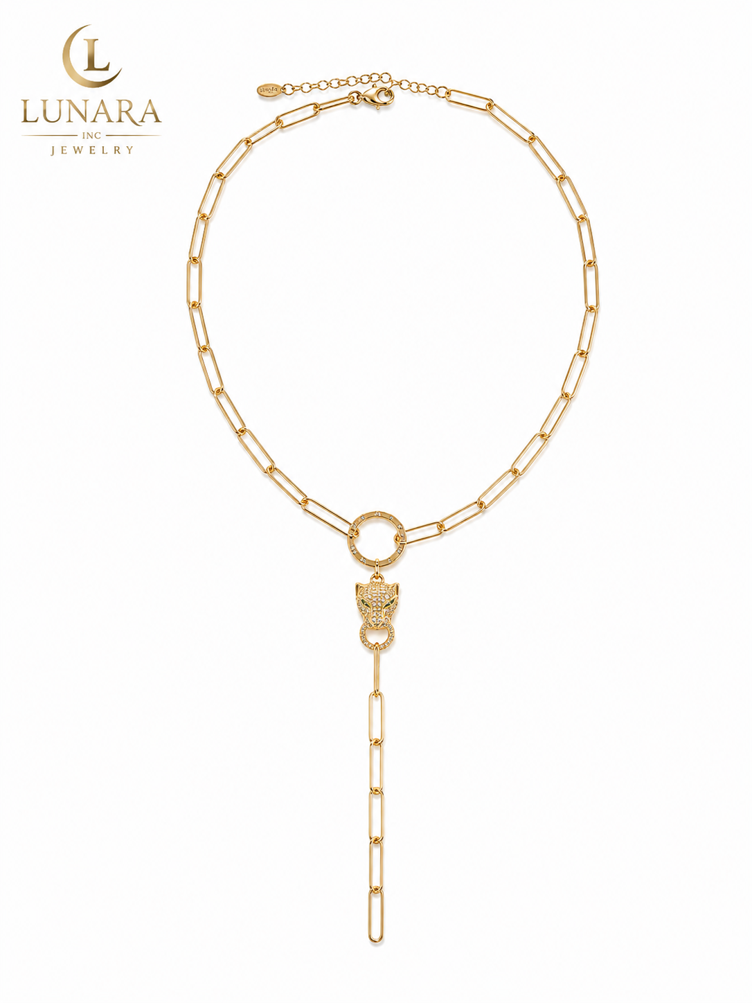 Panther Link Lariat Necklace