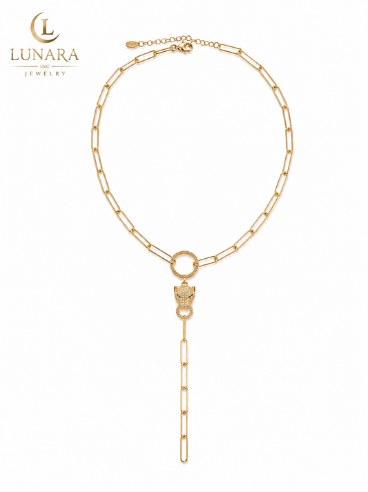 Panther Link Lariat Necklace