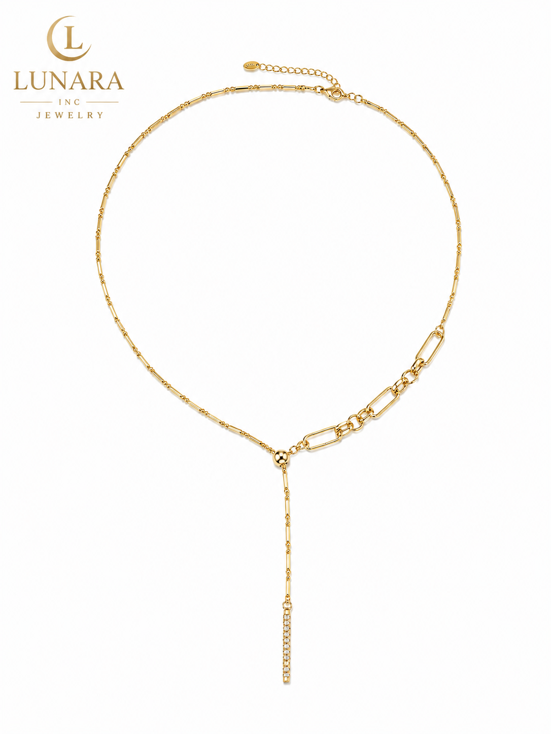 Aurora Paperclip Lariat Necklace