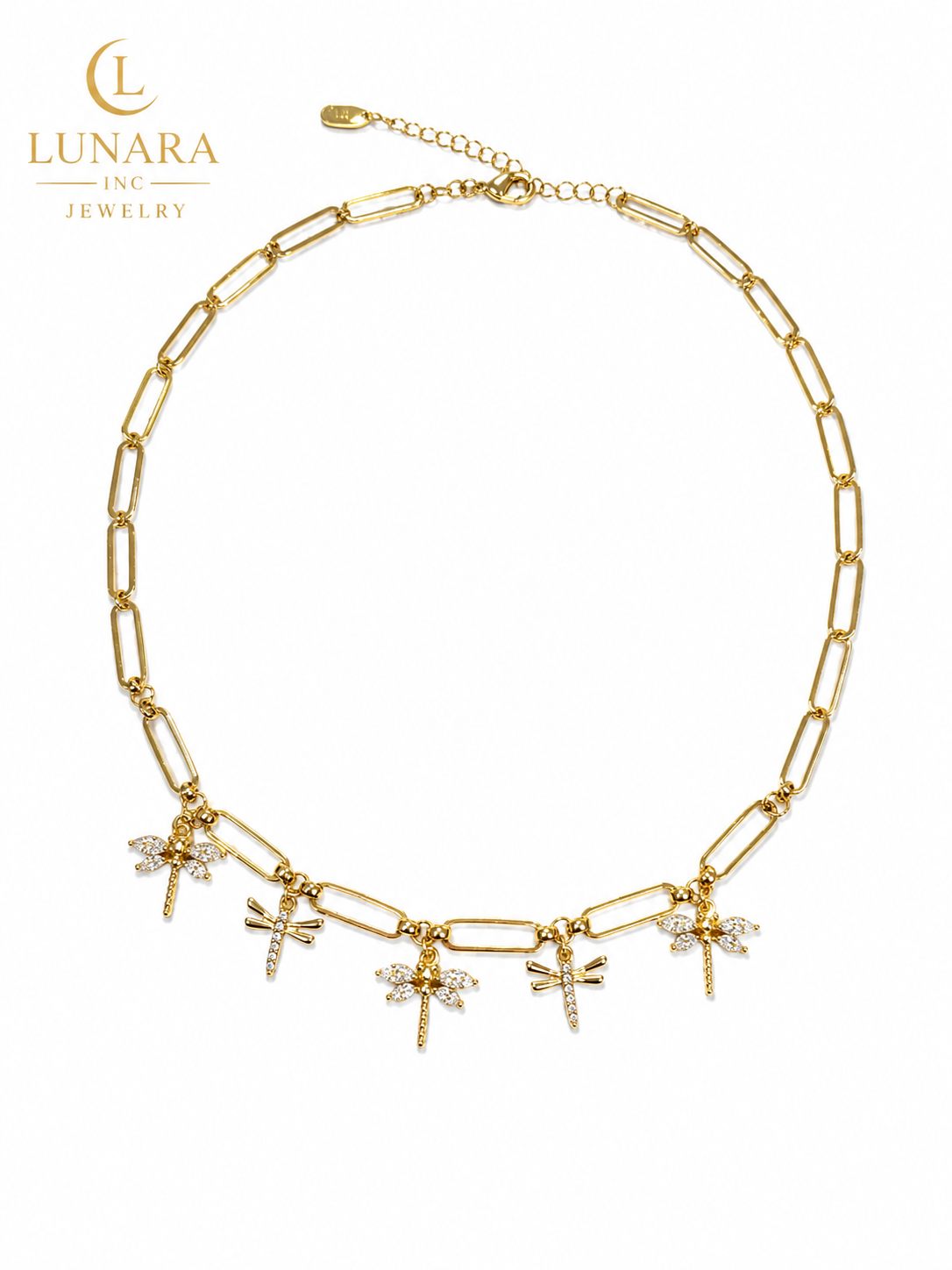 Dragonfly Charm Paperclip Choker