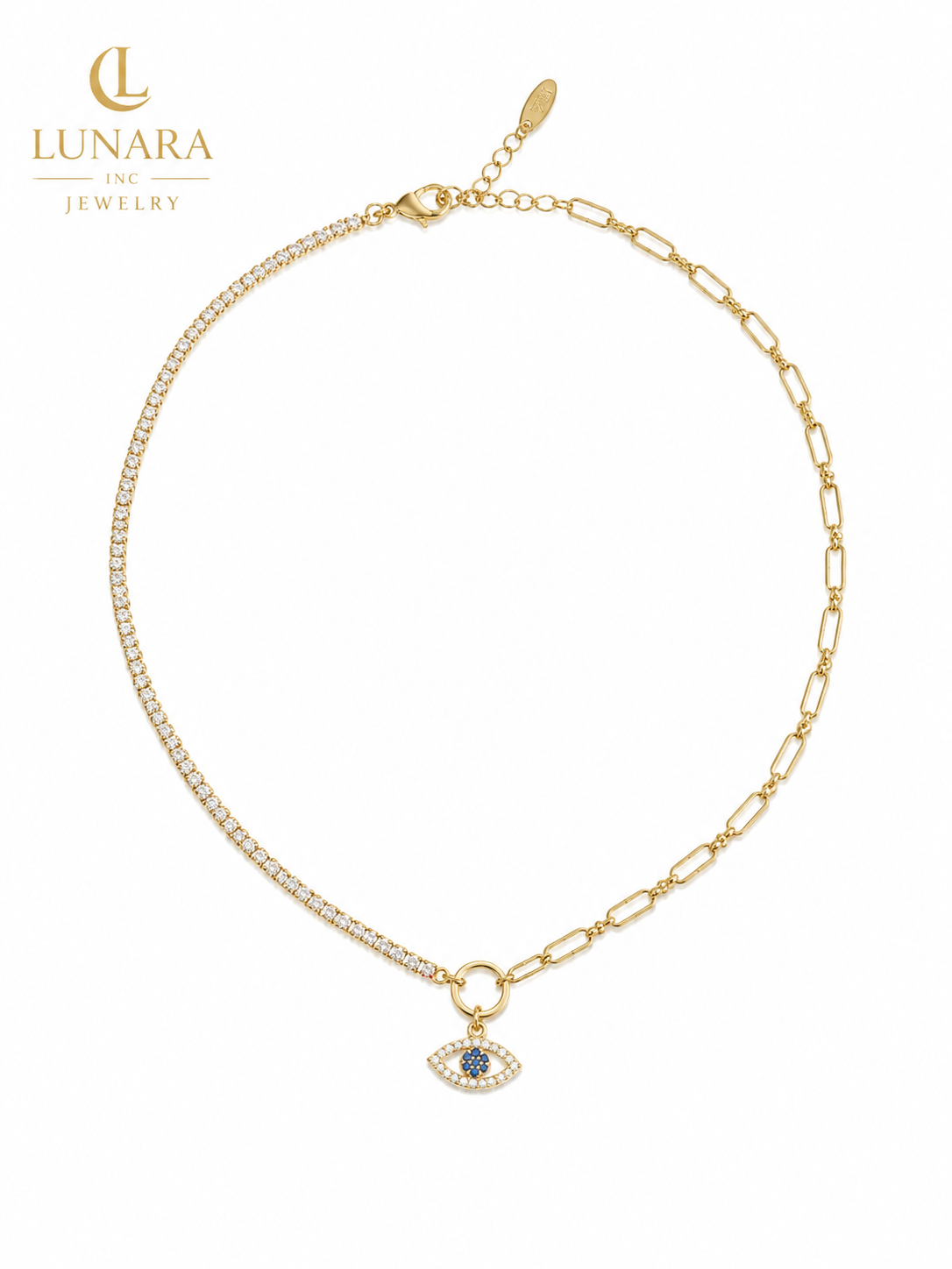 Evil Eye Paperclip Necklace