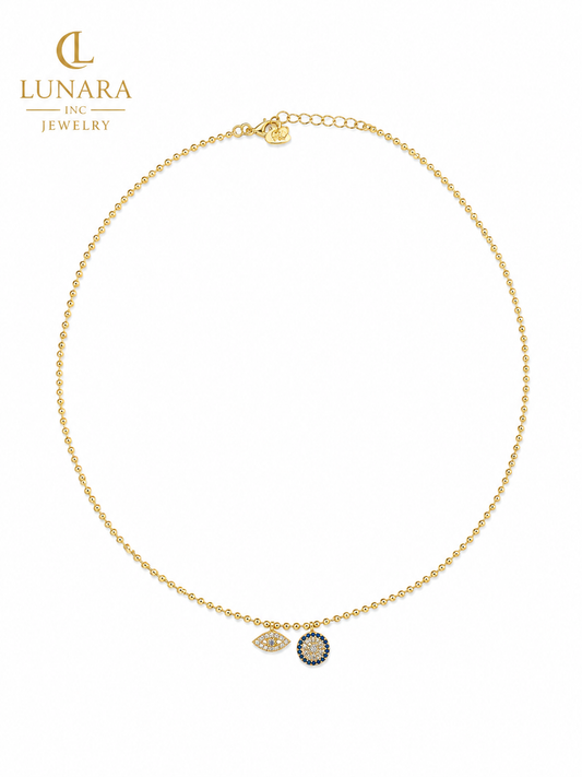 Evil Eye Duo Charm Necklace