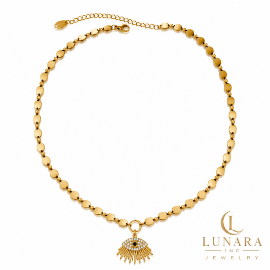 Lunara Evil Eye Disc Chain Necklace