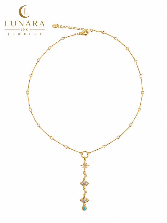 Lunara Celestial Evil Eye Drop Necklace