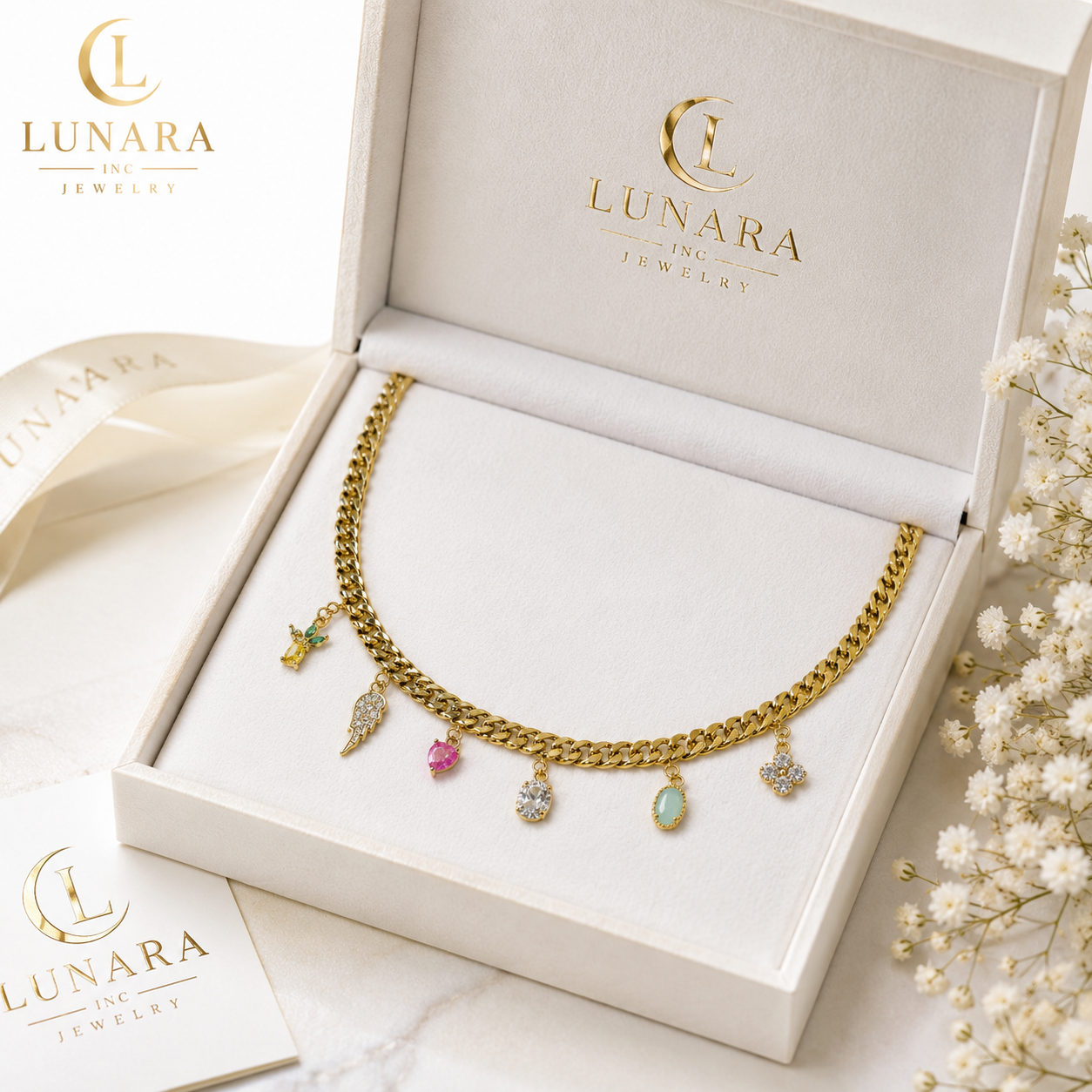 Gold Charm Cuban Choker Necklace