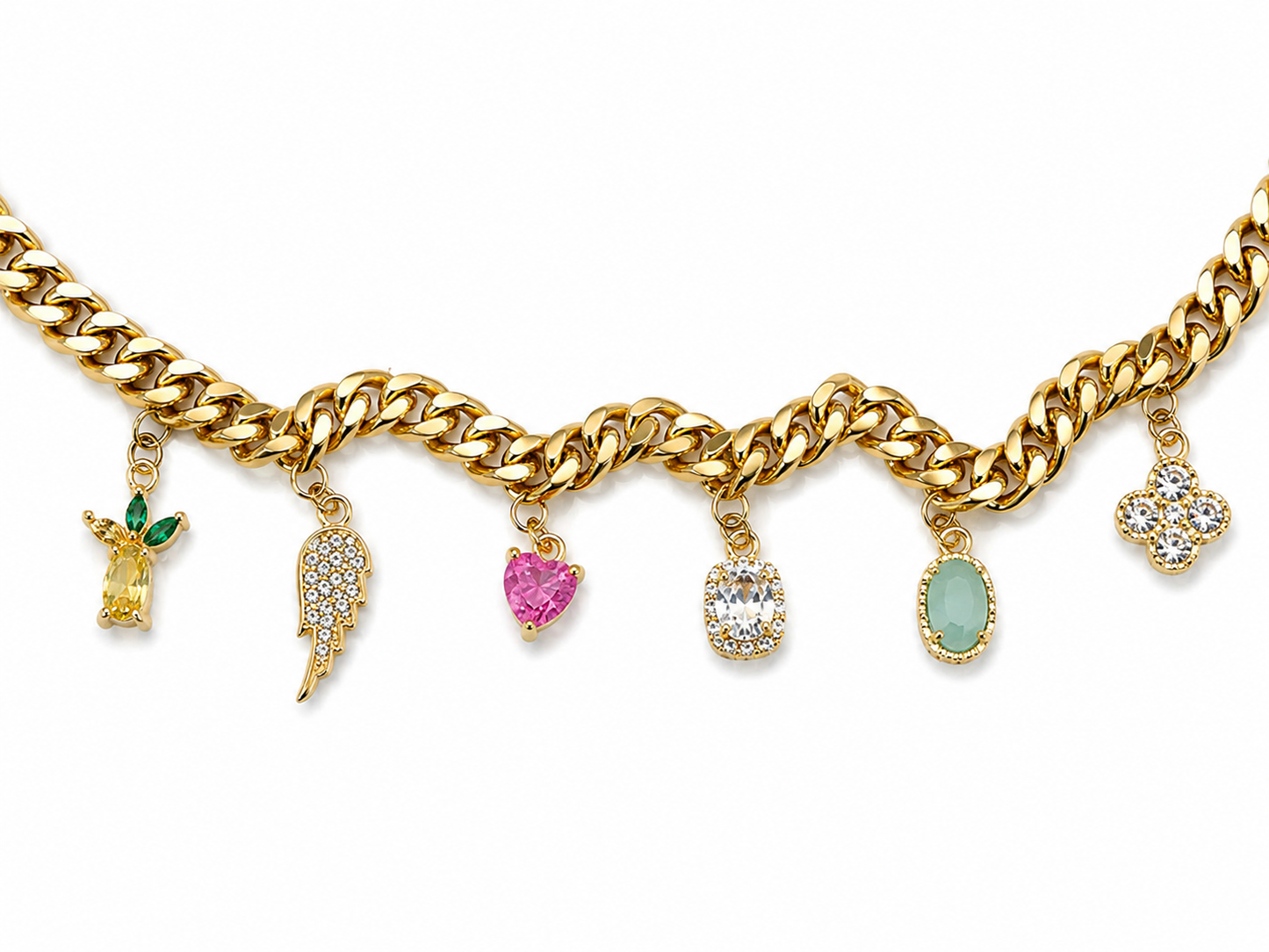 Gold Charm Cuban Choker Necklace