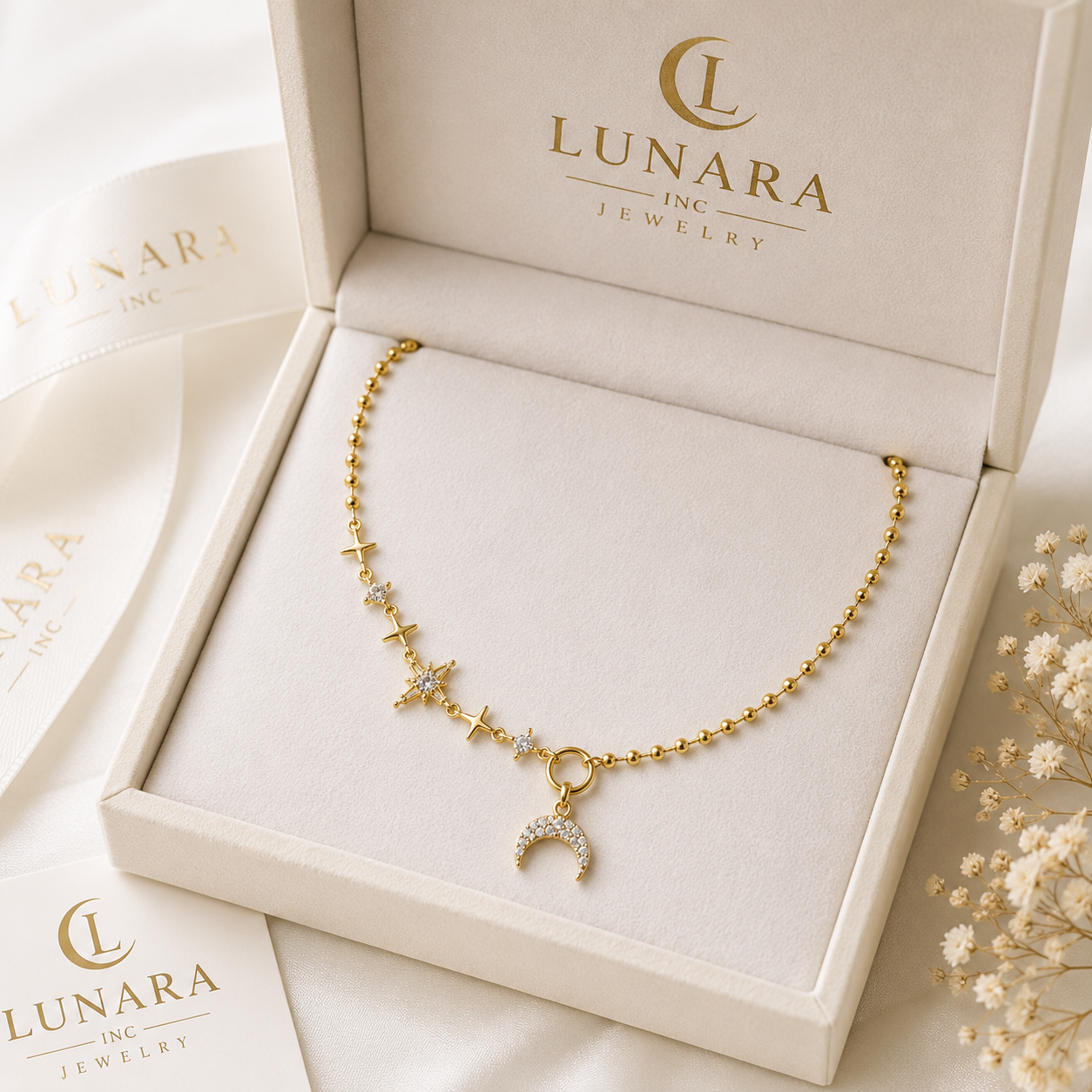 Celestial Moon & Stars Necklace