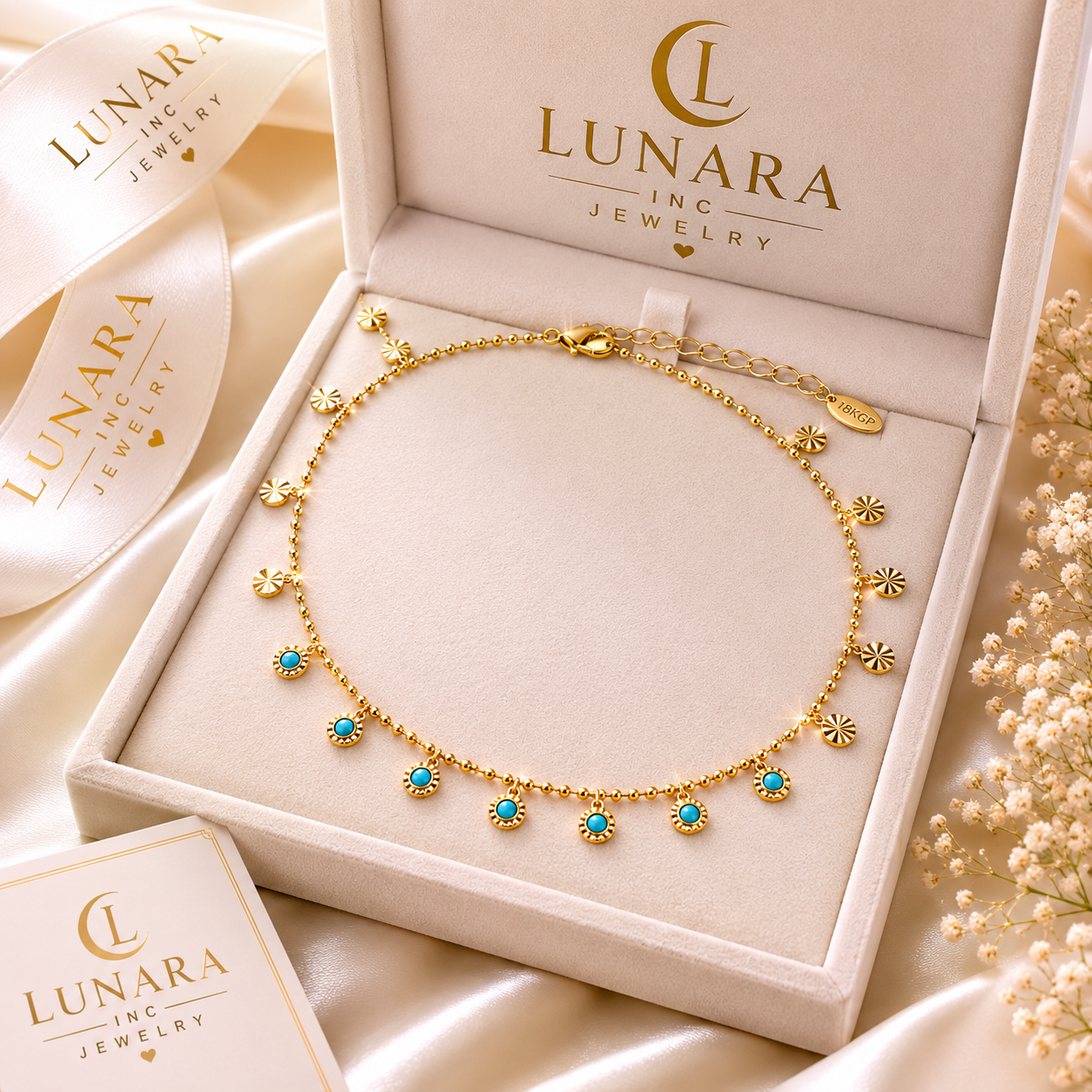 Turquoise Disc Charm Necklace