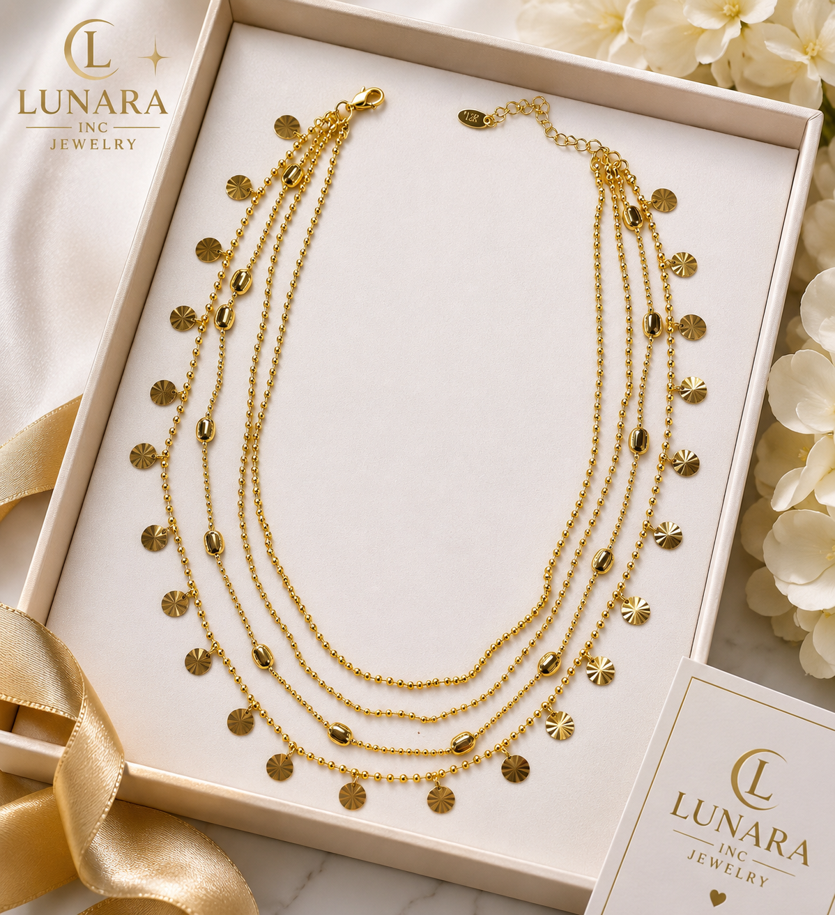 Four-Layer Disc Charm Necklace
