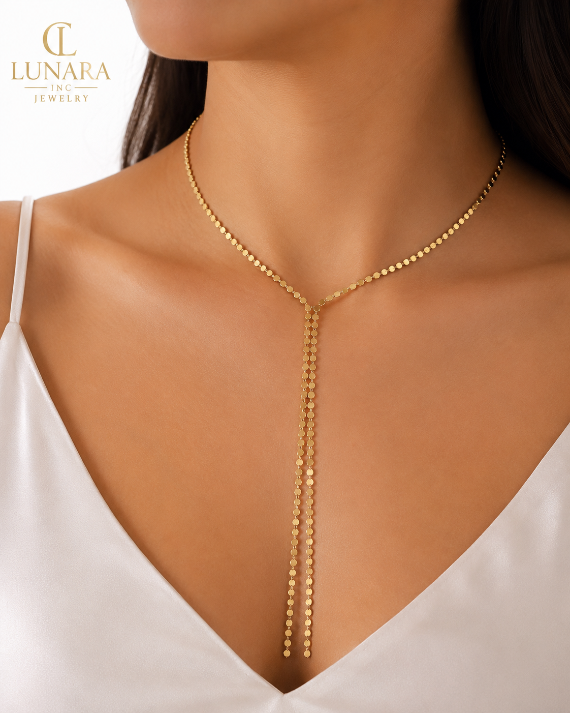 Y Lariat Disc Necklace