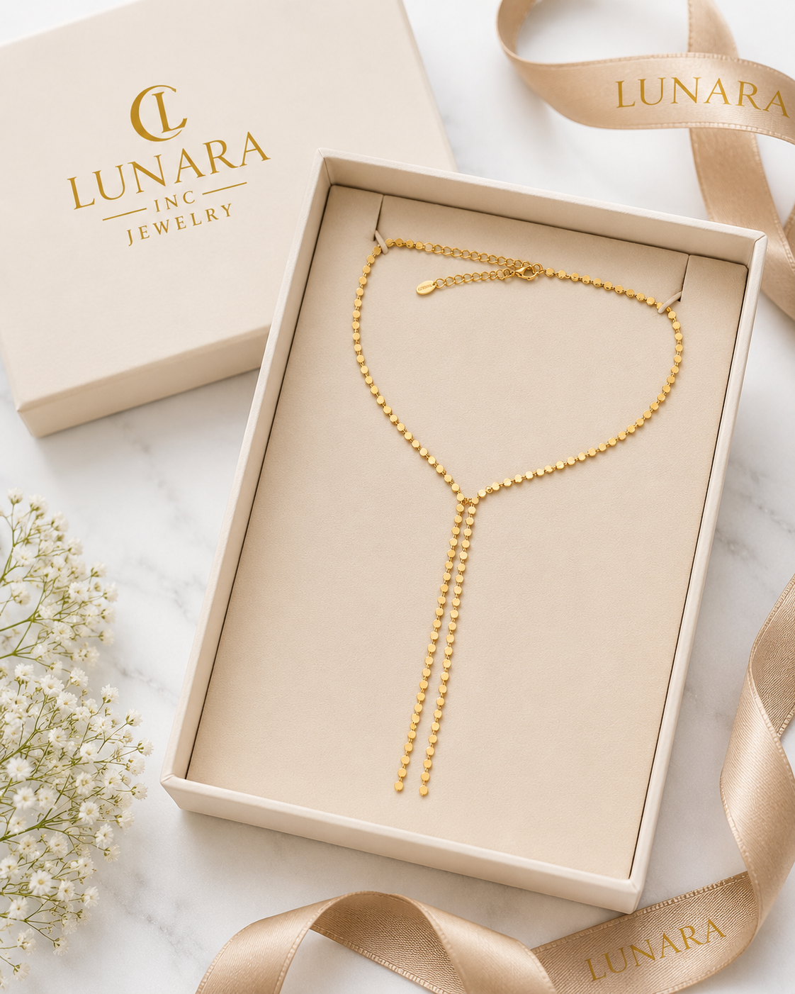 Y Lariat Disc Necklace