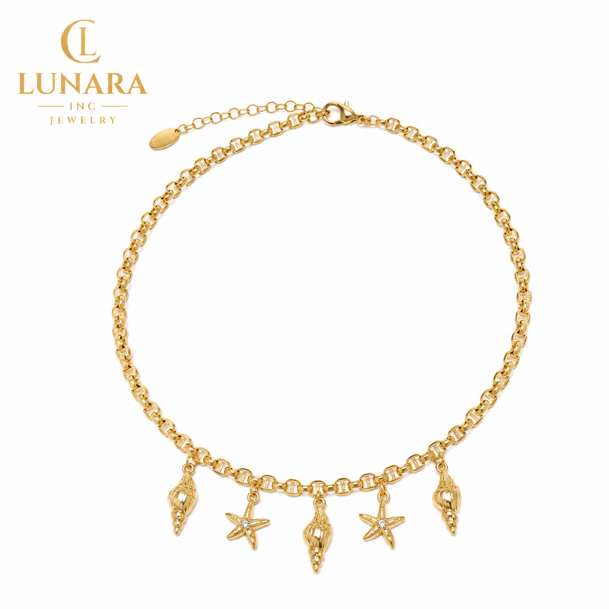Seashell & Starfish Charm Necklace