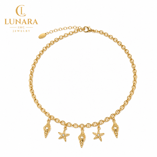 Seashell & Starfish Charm Necklace