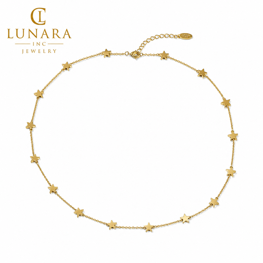 Gold Star Station Necklace