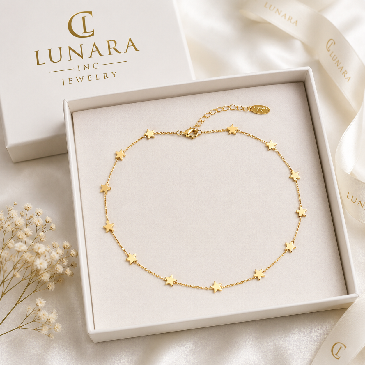 Gold Star Station Necklace