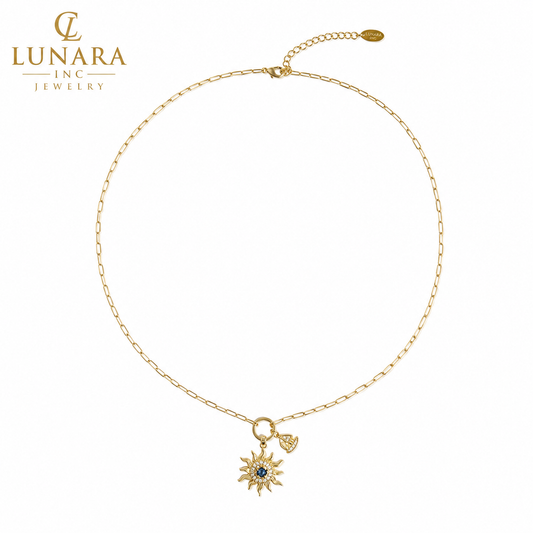 Sun Charm Paperclip Necklace