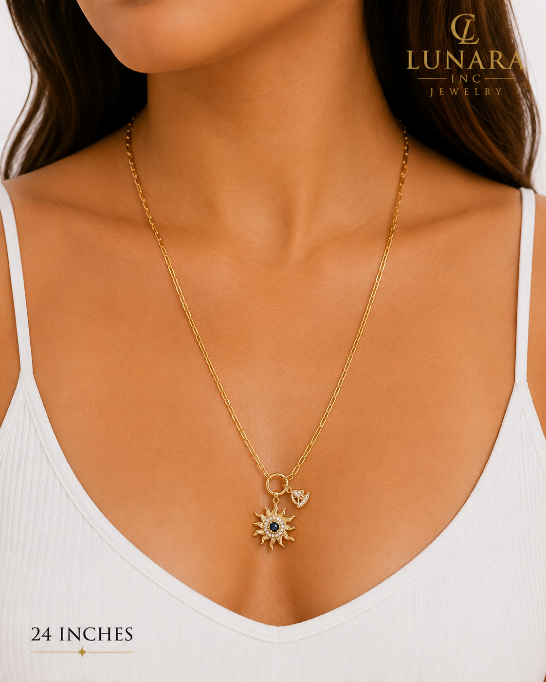 Sun Charm Paperclip Necklace