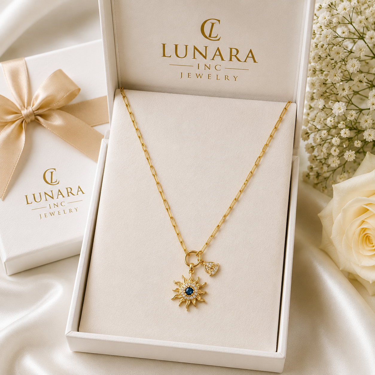 Sun Charm Paperclip Necklace