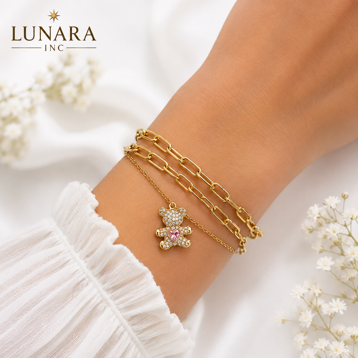 Layered Teddy Bear Bracelet