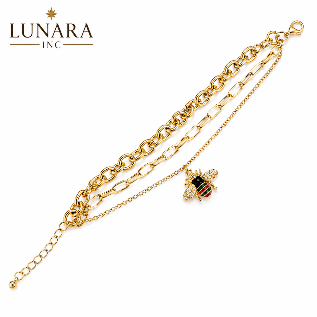 Layered Bee Charm Bracelet