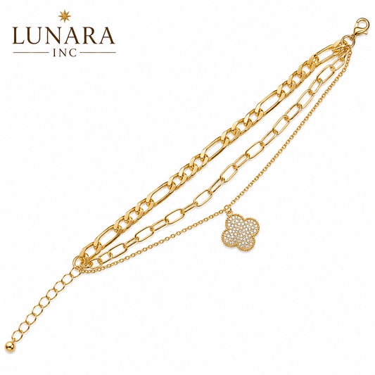 Layered Clover Charm Bracelet