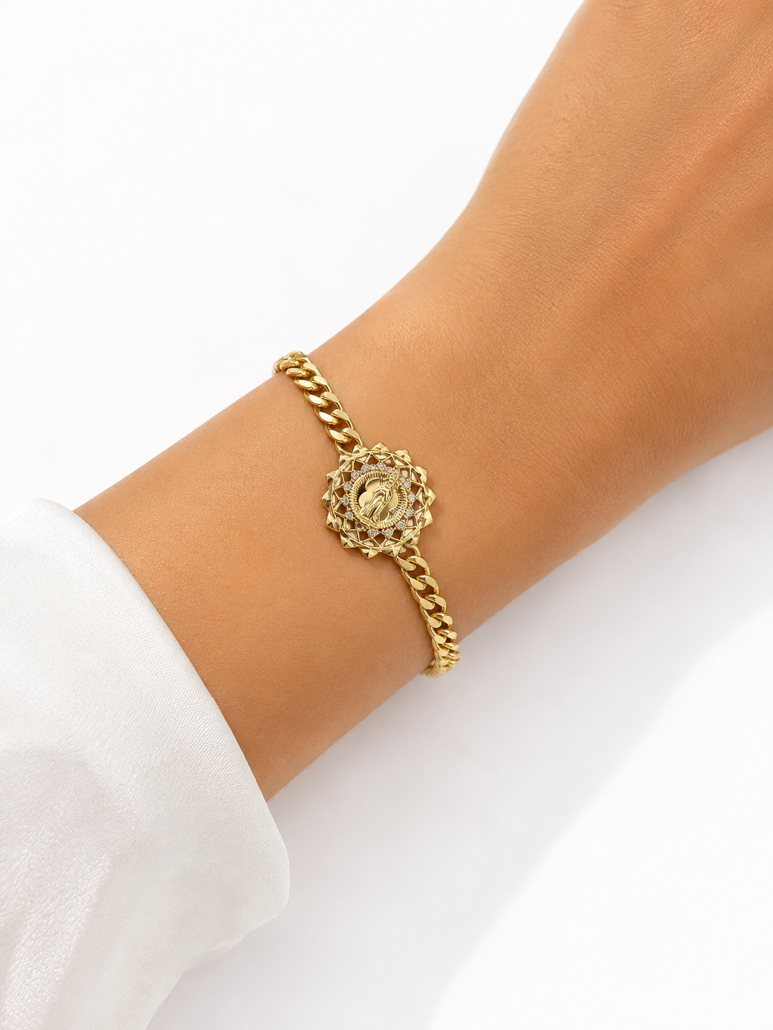 Virgin Mary Cuban Link Bracelet