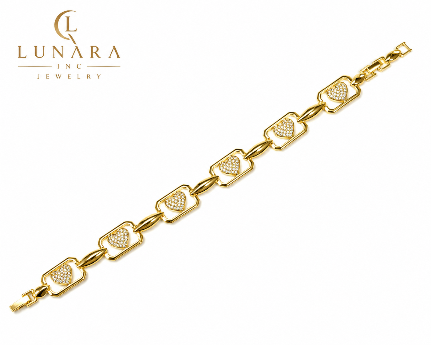 Pavé Heart Link Bracelet