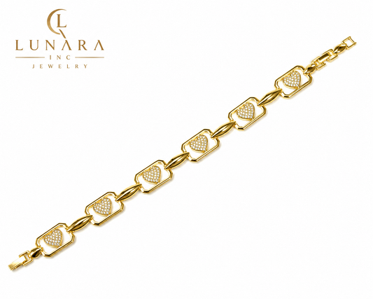 Pavé Heart Link Bracelet