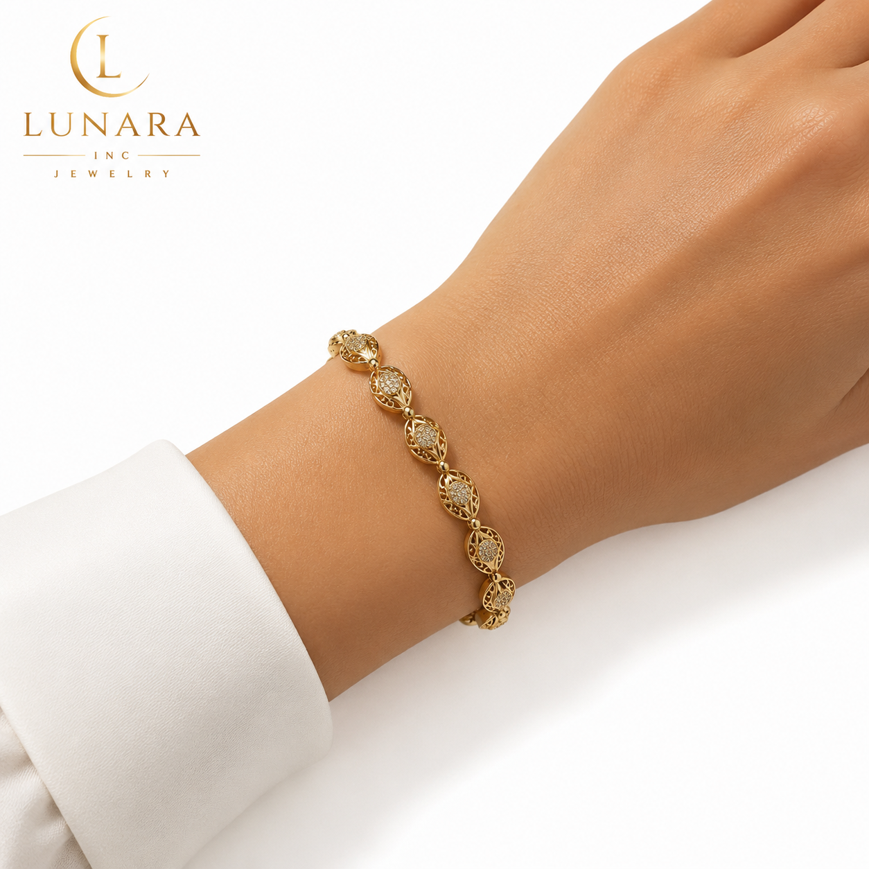 Lunara Filigree Crystal Bracelet