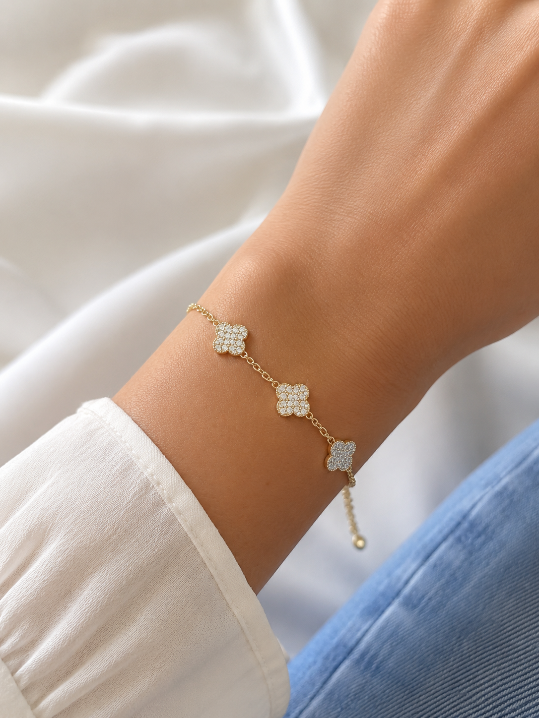 Triple Clover Pavé Bracelet