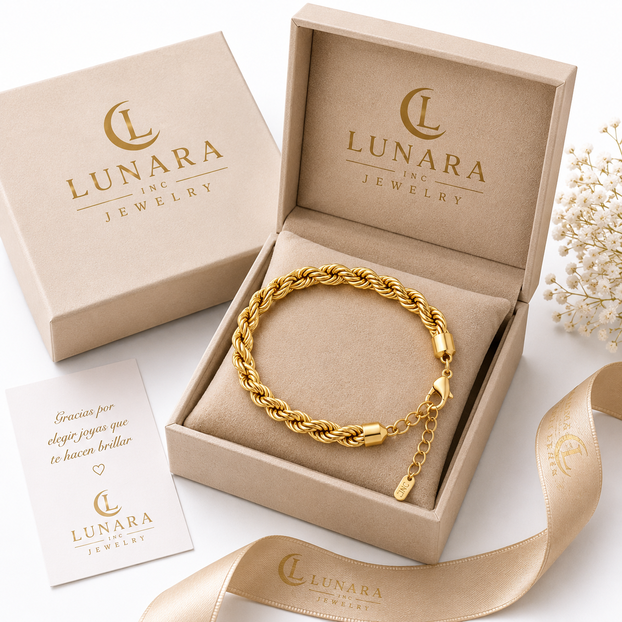 10mm Brazilian Gold Filled Rope Bracelet