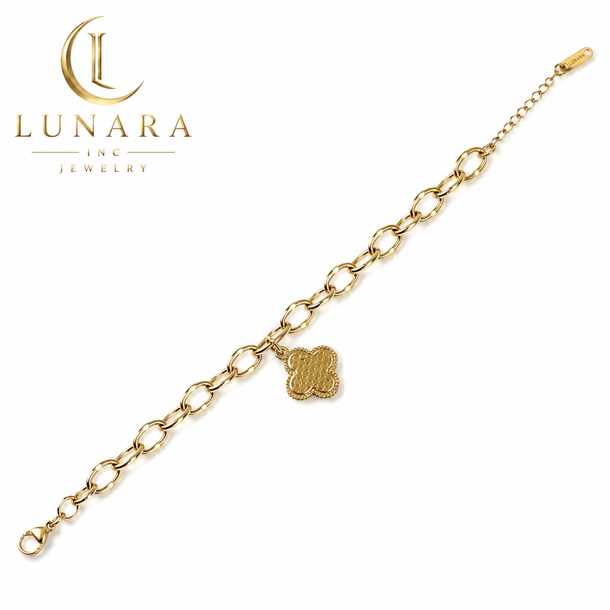 Lunara Dotted Clover Charm Bracelet