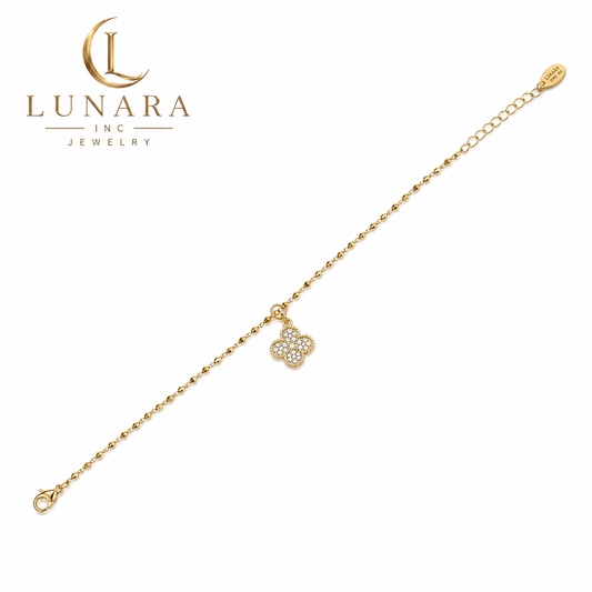 Brazilian Gold Filled Dangle Clover Charm Bracelet