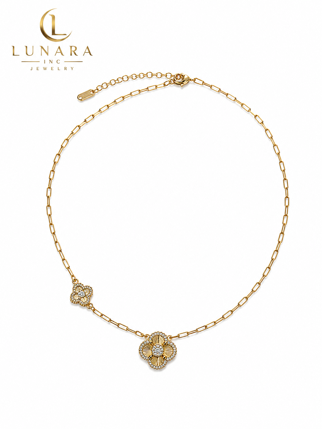 Brazilian Gold Filled Floral Station Necklace