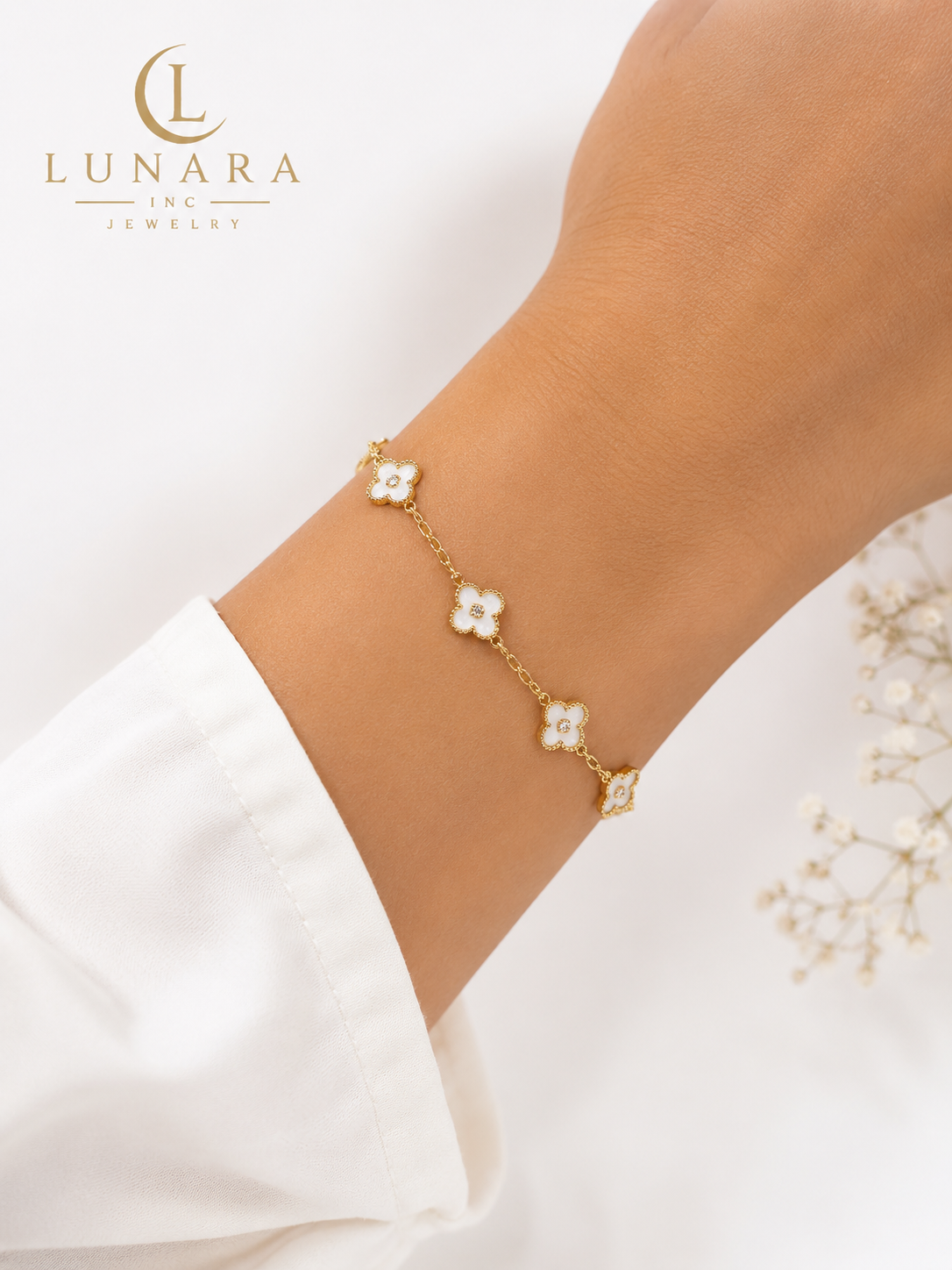Brazilian Gold Filled Five Clover Bracelet