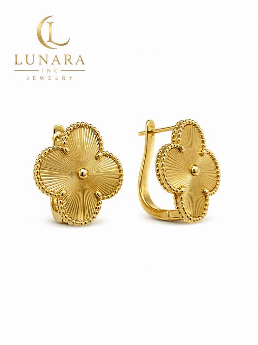 Golden Clover Hoop Earrings
