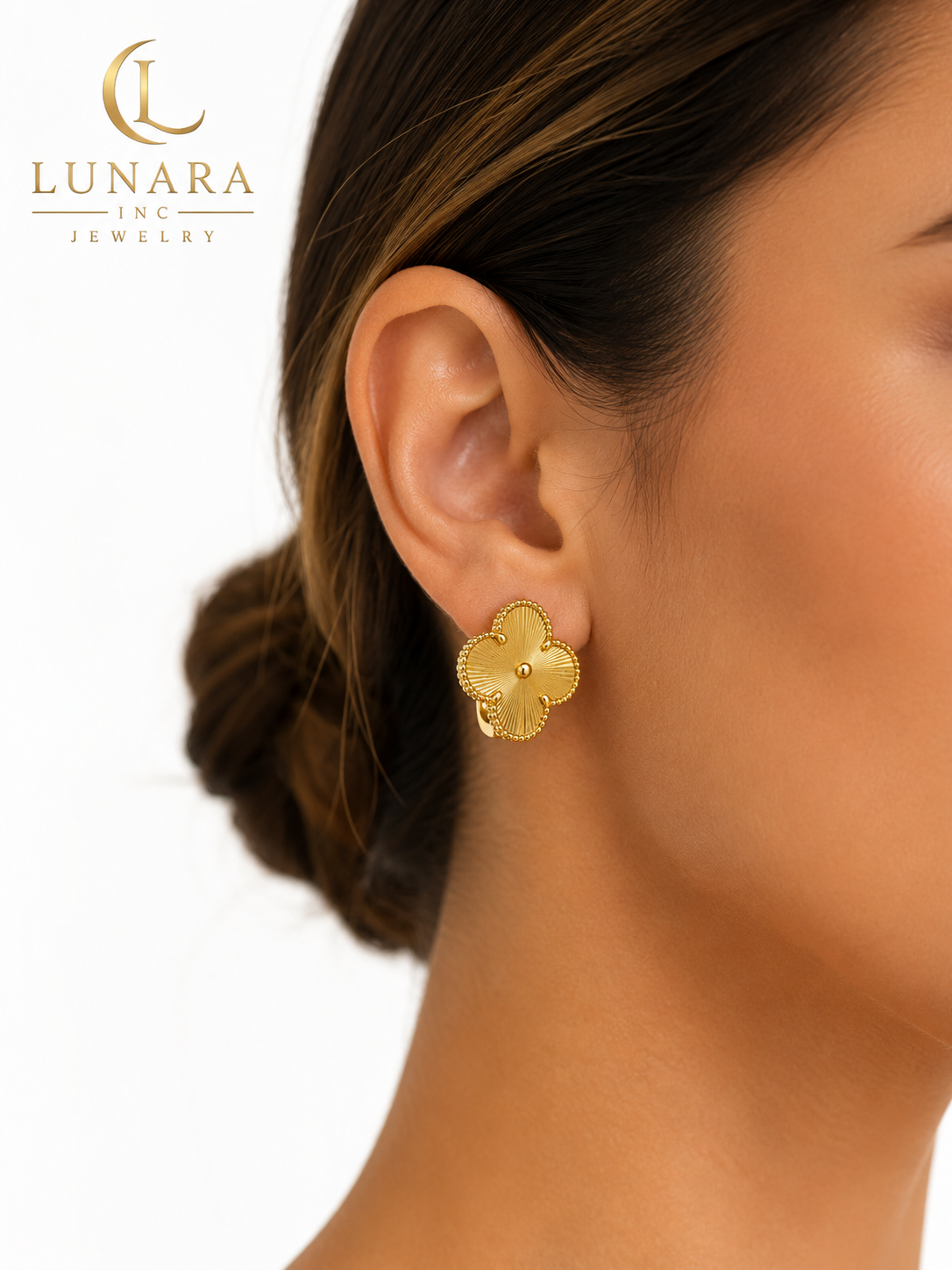 Golden Clover Hoop Earrings
