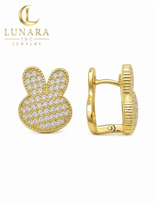 Bunny Crystal Hoop Earrings