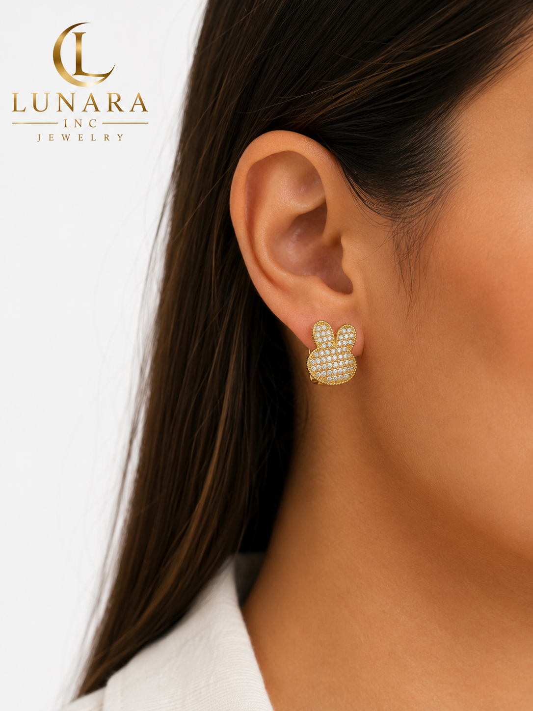 Bunny Crystal Hoop Earrings