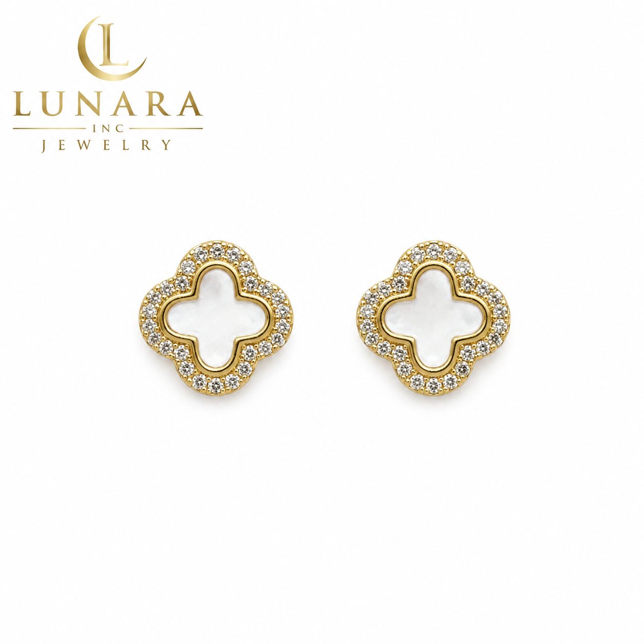 Mother of Pearl Clover Stud Earrings