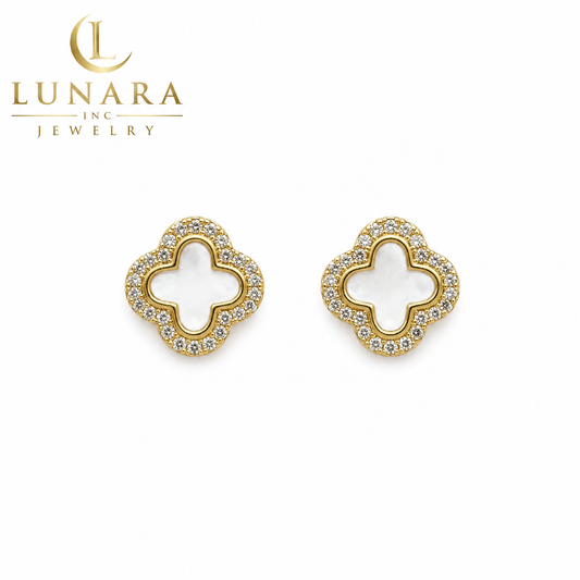 Mother of Pearl Clover Stud Earrings