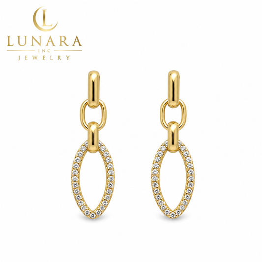 Pavé Oval Link Drop Earrings