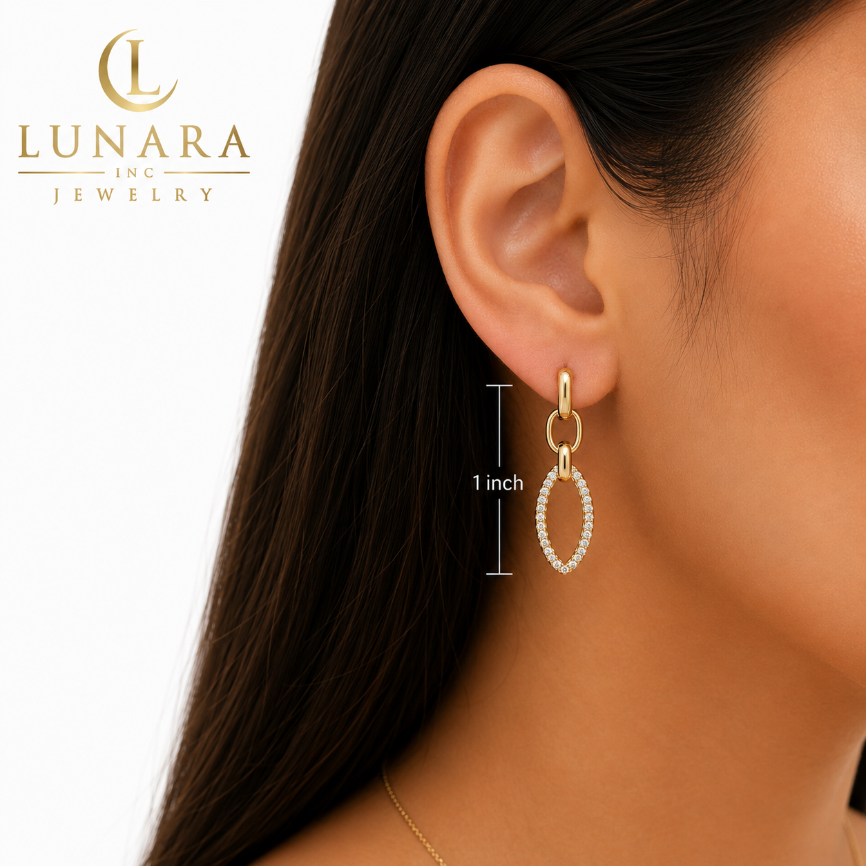 Pavé Oval Link Drop Earrings
