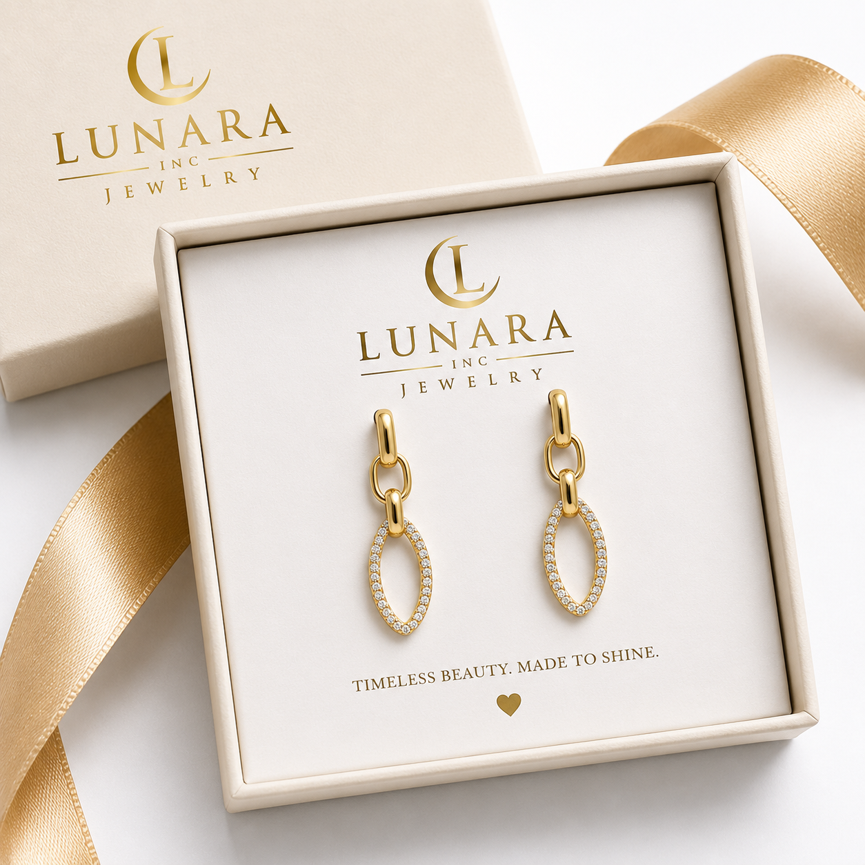 Pavé Oval Link Drop Earrings