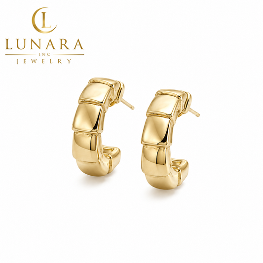 Chunky Gold Huggie Hoop Earrings