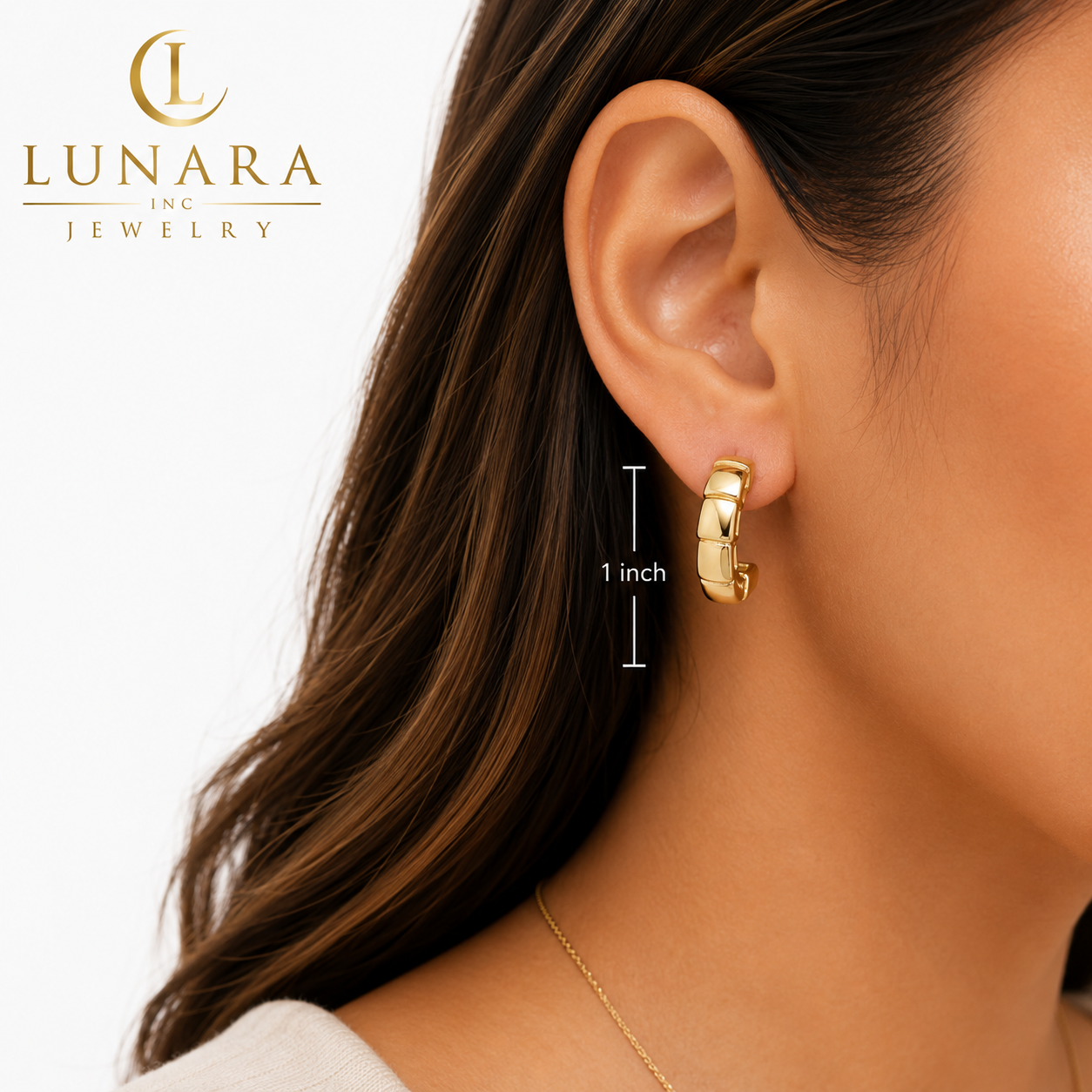 Chunky Gold Huggie Hoop Earrings