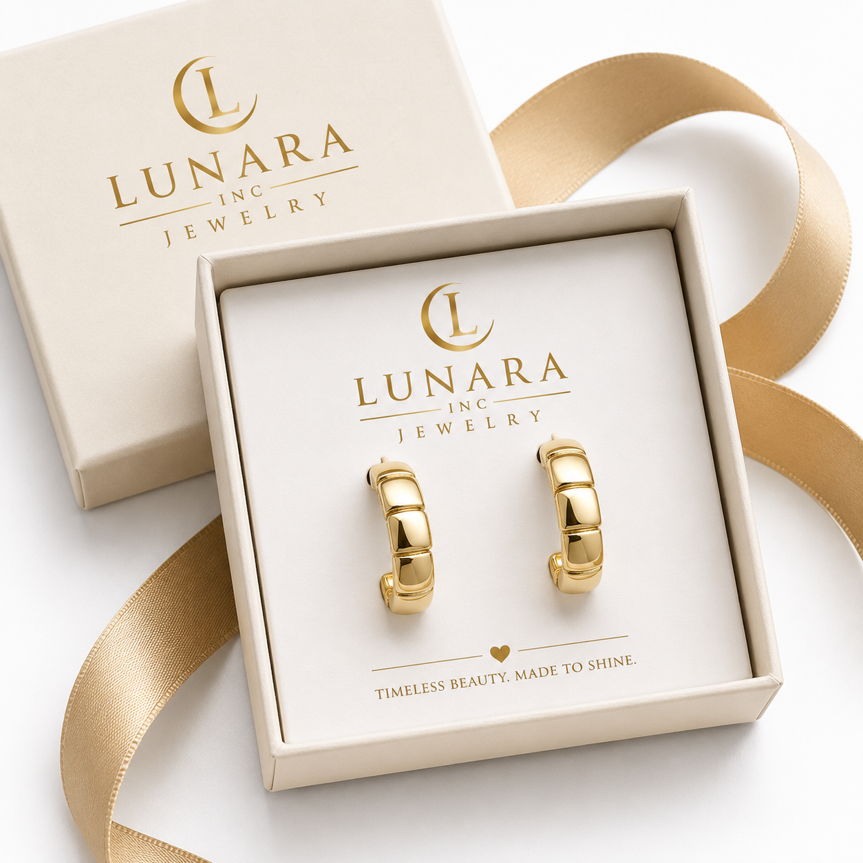 Chunky Gold Huggie Hoop Earrings