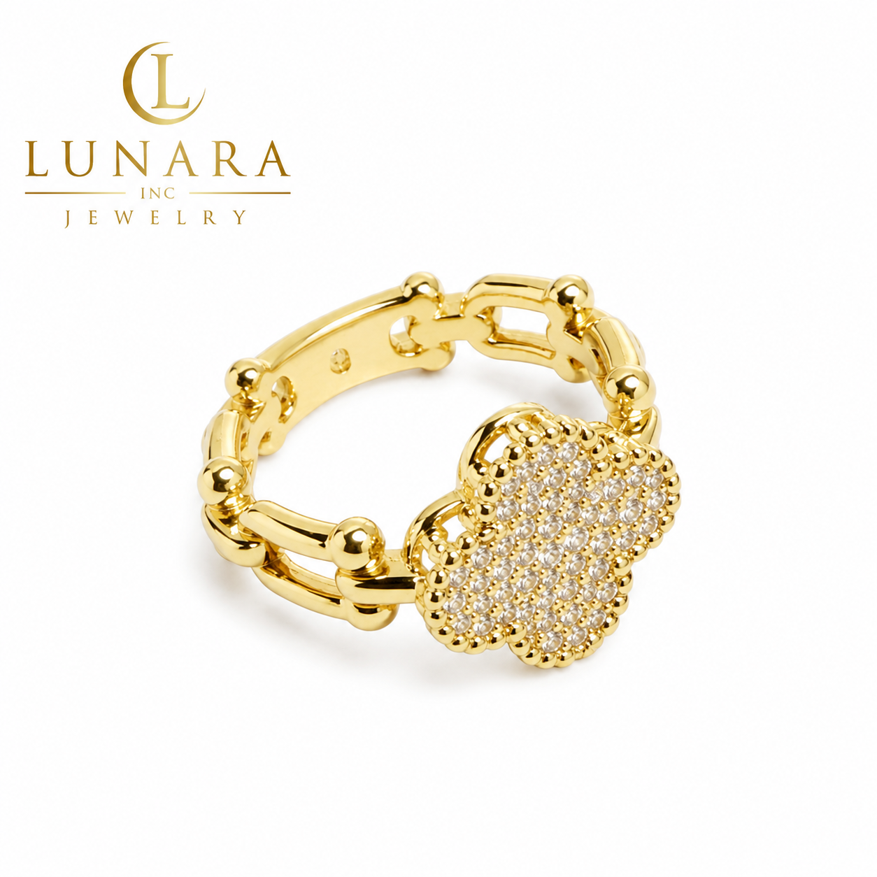 Pavé Clover Chain Ring